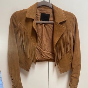 Paige cropped fringe jacket
